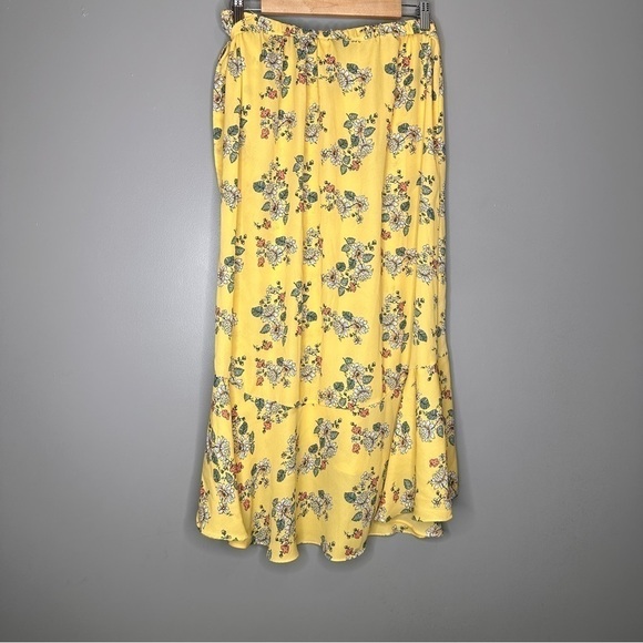 Max studio yellow floral ruffle midi skirt - Picture 6 of 7